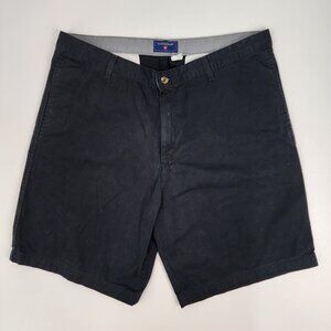 Saddlebred Mens 37x8 37 W 8” Inseam Black Flat Front 100% Cotton Chino Shorts